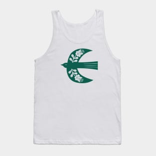 Large Folk Bird dark green Tank Top